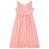 Duoremi Kids Girls Elegant Beaded Party Dress Ruched V Neck Evening Gown Chiffon Bridesmaid Dresses Pink 12 Years view 3