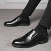 HINDOLA Men's Business Shoes Classic Black Patent Fashion Wedding Suit Shoes Leather Modern Formal Oxfords Lace Up Shoes for Men view 2