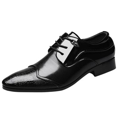 HINDOLA Men's Business Shoes Classic Black Patent Fashion Wedding Suit Shoes Leather Modern Formal Oxfords Lace Up Shoes for Men