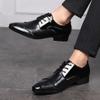 HINDOLA Men's Business Shoes Classic Black Patent Fashion Wedding Suit Shoes Leather Modern Formal Oxfords Lace Up Shoes for Men view 3