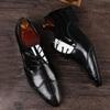 HINDOLA Men's Business Shoes Classic Black Patent Fashion Wedding Suit Shoes Leather Modern Formal Oxfords Lace Up Shoes for Men view 4