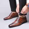 HINDOLA Men's Business Shoes Classic Black Patent Fashion Wedding Suit Shoes Leather Modern Formal Oxfords Lace Up Shoes for Men view 2