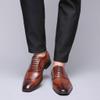 HINDOLA Men's Business Shoes Classic Black Patent Fashion Wedding Suit Shoes Leather Modern Formal Oxfords Lace Up Shoes for Men view 4