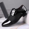 HINDOLA Men's Business Shoes Classic Black Patent Fashion Wedding Suit Shoes Leather Modern Formal Oxfords Lace Up Shoes for Men view 4