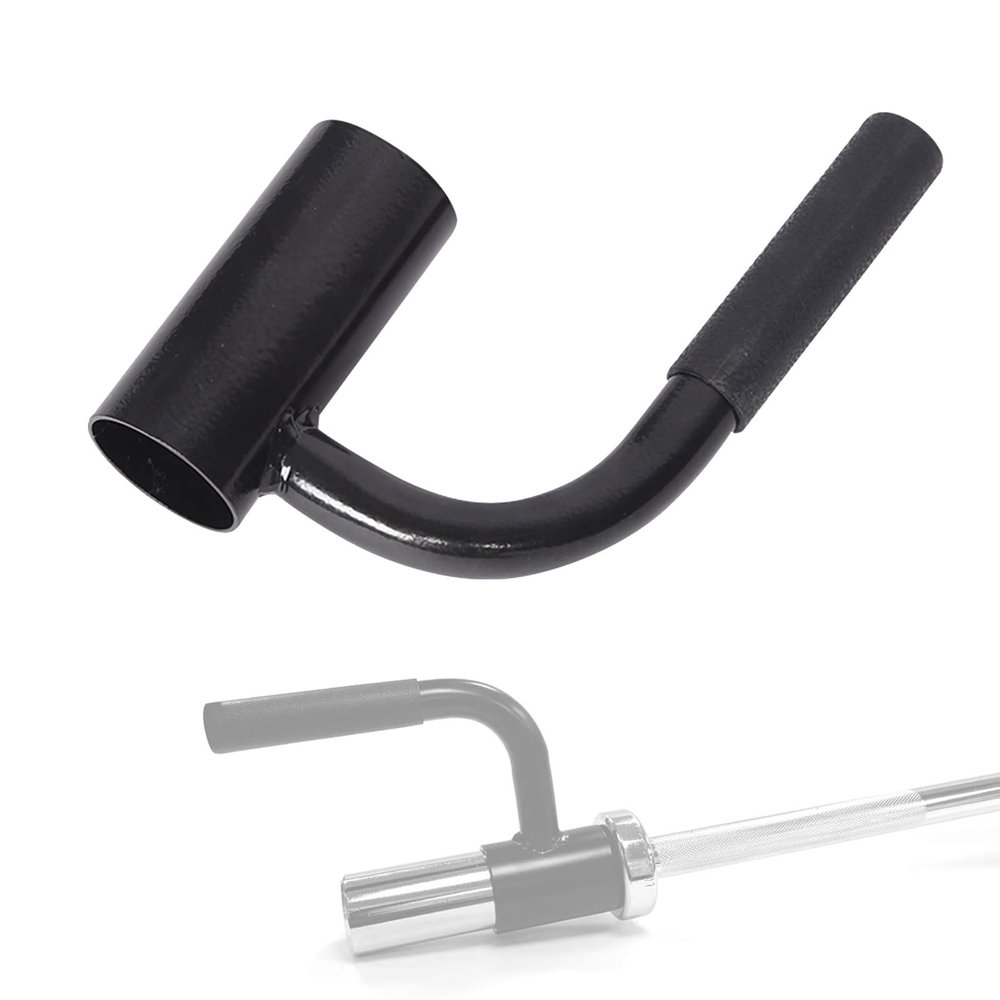 DYK&NX L-Handle Olympic Barbell Bars Rubber Grip, Single Arm Landmine T-Bar Row for Back and Leg Squat Exercises,Heavy Duty Steel for Home Fitness