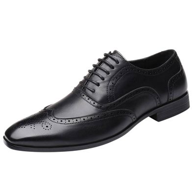 HINDOLA Men's Business Shoes Classic Black Patent Fashion Wedding Suit Shoes Leather Modern Formal Oxfords Lace Up Shoes for Men
