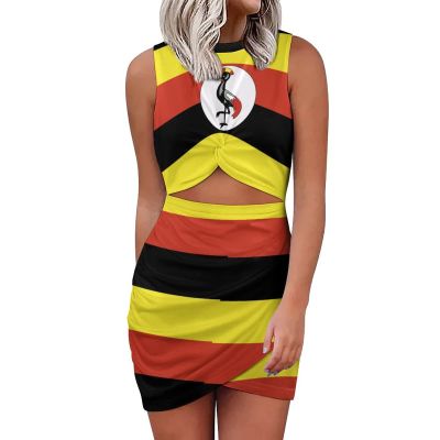 Elegant Casual Skirt Uganda Flag Girls Summer Sunny Beach Dress 4XL