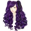 ANOGOL Hair Cap+Dark Purple Wig Costumes for Women Long Curly Wig With 2 Curly Ponytails Purple Lolita Wigs for Cosplay Halloween Costume Party for Women view 1