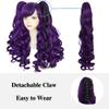 ANOGOL Hair Cap+Dark Purple Wig Costumes for Women Long Curly Wig With 2 Curly Ponytails Purple Lolita Wigs for Cosplay Halloween Costume Party for Women view 2