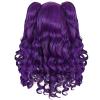 ANOGOL Hair Cap+Dark Purple Wig Costumes for Women Long Curly Wig With 2 Curly Ponytails Purple Lolita Wigs for Cosplay Halloween Costume Party for Women view 3