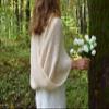 Wedding Knitted Shawl Knit Wedding Wrap Bridal Cape Bridal Sweater Mohair Bridal Scarves Poncho Ivory White Shrug Shoulder Cover up Stole (Ivory) view 4