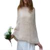 Wedding Knitted Shawl Knit Wedding Wrap Bridal Cape Bridal Sweater Mohair Bridal Scarves Poncho Ivory White Shrug Shoulder Cover up Stole (White) view 1