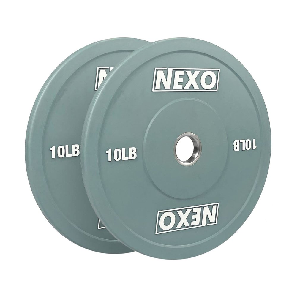 NEXO 10LB Rubber Bumper Plate Pair - Premium Matte Gray Finish 2x 10LB Cross Training Weight Plates