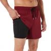 BRISIRA Mens Swim Trunks Swim Shorts Quick Dry 5 inch Inseam Beach Shorts with Compression Liner and Zipper Pocket WineRed view 1