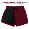 BRISIRA Mens Swim Trunks Swim Shorts Quick Dry 5 inch Inseam Beach Shorts with Compression Liner and Zipper Pocket WineRed view 3