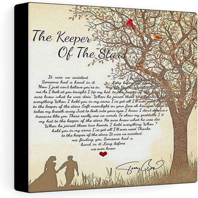 Cardinals Couple The Keeper Of The Stars Lyric Song Wall Art Decor Home Signs Canvas Print- Painting Framed Canvas Gallery Wraps Depth 1.25 inches - Printed in the US