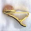 2 INCH 18x13 OVAL ROSE QUARTZ GEMSTONE CAB GOLD COLOR ROPE TIE CLIP BAR EPTT255 view 2