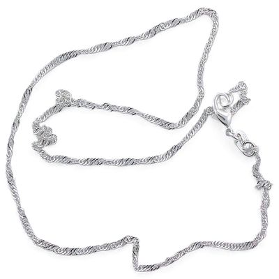 16 Inch 1.8mm .925 Sterling Silver Twisted Flat Curb Chain Necklace
