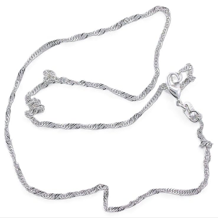 16 Inch 1.8mm .925 Sterling Silver Twisted Flat Curb Chain Necklace