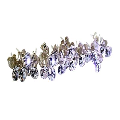 10 PAIRS ROUND CLEAR RHINESTONE GEMSTONE STERLING SILVER EARRING CLOSEOUT ASC40