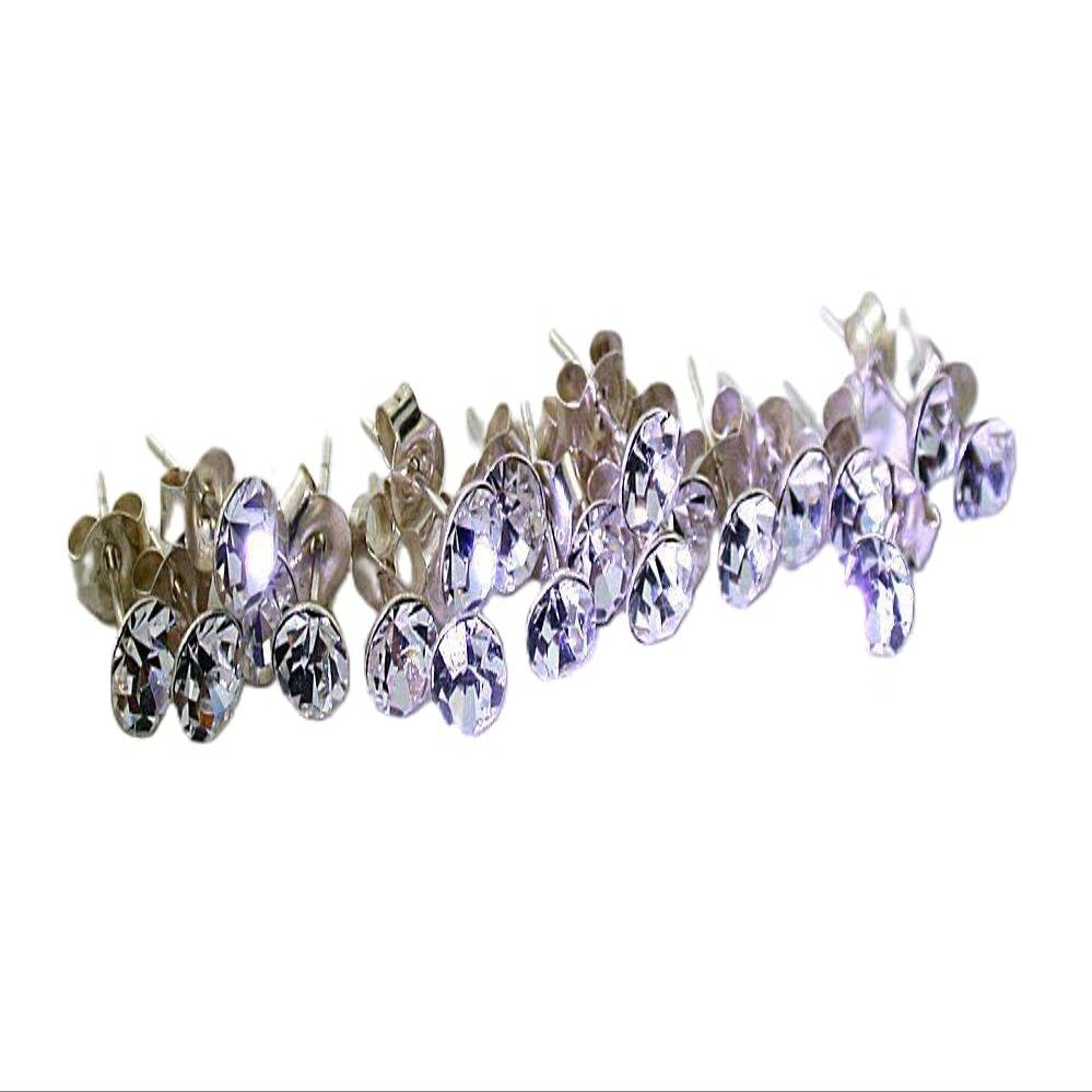 10 PAIRS ROUND CLEAR RHINESTONE GEMSTONE STERLING SILVER EARRING CLOSEOUT ASC40