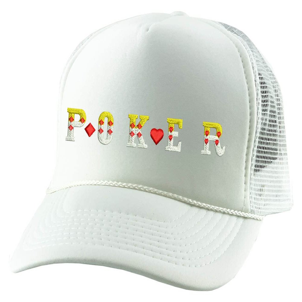 ALLNTRENDS Poker Embroidered Trucker Hat Cool Graphic Cap (White)