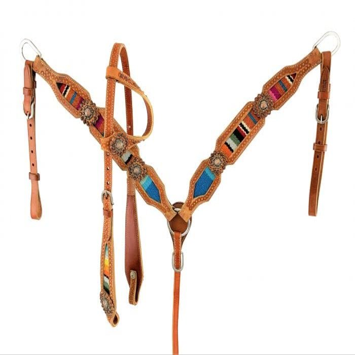 Showman Browband Headstall & Breast Collar Set with Wool Serape Inlay