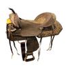 13" Double T Youth Hard Seat Barrel Style Saddle with Cheetah Seat view 1