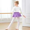 Daydance White Girl's Dance Tops Cropped V-Neck Ballet Warm Up Sweater for Leotards, Long Sleeve view 2