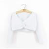 Daydance White Girl's Dance Tops Cropped V-Neck Ballet Warm Up Sweater for Leotards, Long Sleeve view 3