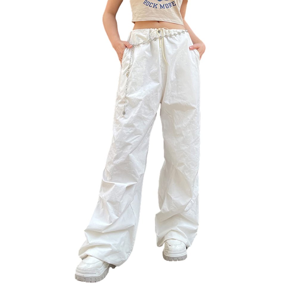 Womens Baggy Cargo Pants Casual Low Waist Adjustable Drawstring Joggers Sweatpants Trousers Punk Streetwear