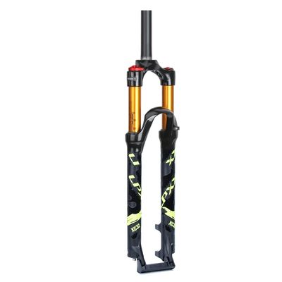 Jejy Air Suspension Fork Bicycle 26/27.5/29 Inch, Magnesium Alloy Mountain Bike Front Fork Travel 120mm QR 9mm Straight Tube 1-1/8" (Color : Fluorescent Green Label, Size : 29)