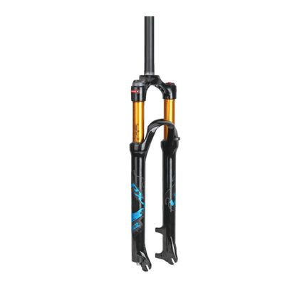 Jejy MTB Magnesium Alloy Straight Steerer Wire Control 26/27.5/29 Inch Front Fork, Air Suspension Forks Mountain Bike Shock Absorber (Color : Blue Label, Size : 29)