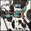Showman Cheetah Print Inlay w/Painted Blue Flower Accent one Ear Headstall & Breast Collar Set view 2