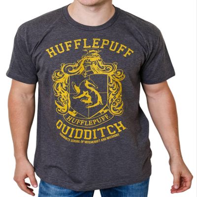 Harry Potter Hufflepuff Quidditch Team Adult T-Shirt(XXL, Charcoal Heather)