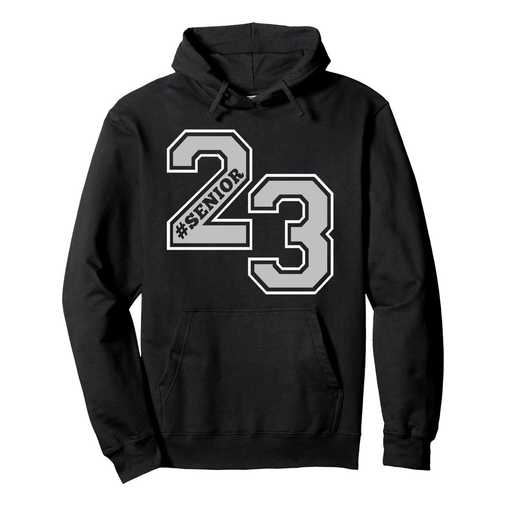 #SENIOR 23 - SENIOR 2023 RETRO WHITE & GRAY GRAD SWAG GIFT Pullover Hoodie