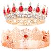 2 Pieces King and Queen Crown Set Antique Royal Style King Crown for Men, Baroque Crystal Queen Tiara for Women Wedding Birthday Prom Graduation Costume Party Royal Hair Accessories Jewelry Set view 1