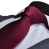 Branduce Solid Burgundy Tie for Men Wedding 8cm Classic Business Silk Wine Red Tie and Pocket Square Set Plain Necktie Handkerchief Clip Set (TA01-06) view 3