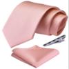 Branduce Rose Gold Tie for Wedding Men Business Solid Classic Necktie Pocket Square and Tie Clip Set (TA01-23) view 1