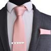 Branduce Rose Gold Tie for Wedding Men Business Solid Classic Necktie Pocket Square and Tie Clip Set (TA01-23) view 2