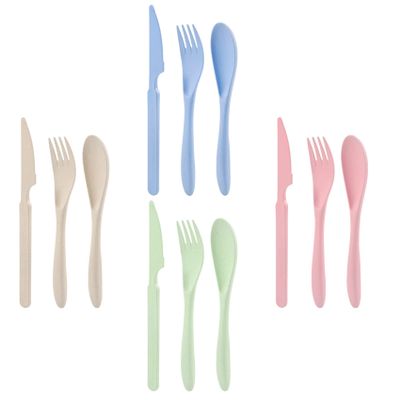 Zoyiancy 4 Sets Wheat Straw Cutlery Set, Reusable Flatware Set for Travel