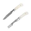 Genuine Damascus Portable Knife and Fork Steak Set for Picnic Outdoor Fine Dining Damascus Blade Rare buffalo Bone Handle Handmade view 1