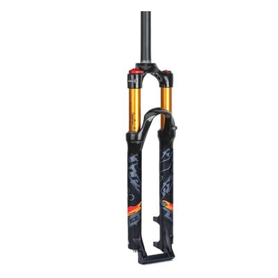 Jejy Air Suspension Fork Bicycle 26/27.5/29 Inch, Magnesium Alloy Mountain Bike Front Fork Travel 120mm QR 9mm Straight Tube 1-1/8" (Color : Grey Orange Label, Size : 29)
