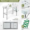Avocahom Folding Fish Cleaning Table Portable Camping Sink Table with Faucet Drainage Hose & Sprayer Outdoor Fish Fillet Cleaning Station with Grid Rack & Knife Groove for Picnic Fishing, Grey view 2