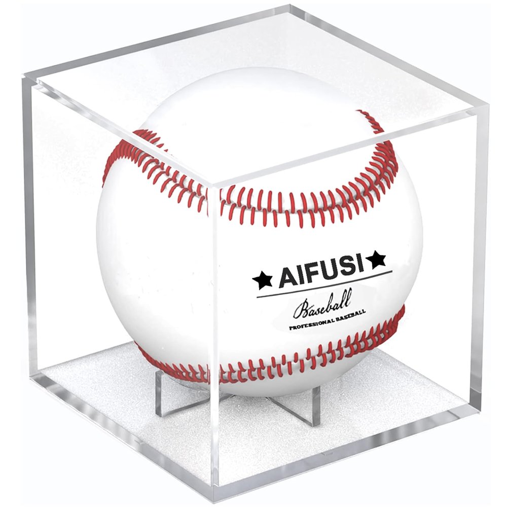 Baseball Display Case, UV Protected Acrylic Cube Baseball Holder Square Clear Box Memorabilia Display Storage Sports Official Baseball Autograph Display Case - Fits Official Size Ball(4 Pack
