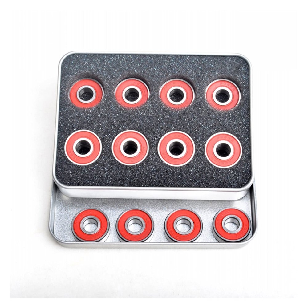 SUOFEILAIMU 16Pcs Pro 608RS Roller Skate Scooter Snowboard Inline Bearings ABEC-9 Skateboard Carbon Steel Mute Speed Bearing (Color : RED 16pcs)