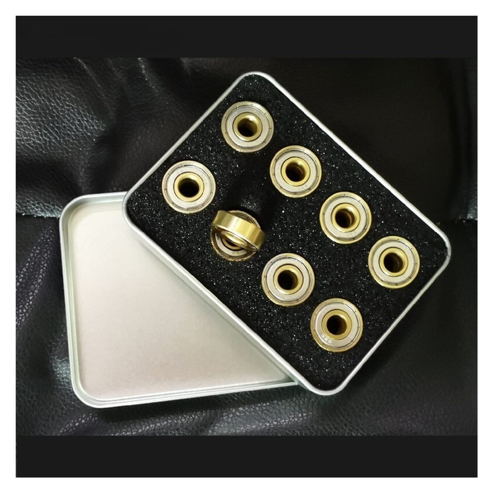 SUOFEILAIMU 16 Pieces Golden Bearing, 7 Beads 608 608z Bearings for FSK Slalom Inline Speed Skates Skating Shoes (Color : 16 Bearings)