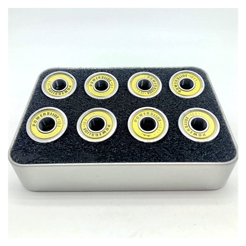 SUOFEILAIMU 16pcs Powerslide ILQ-9 608 Inline Skates Bearing for Slalom Roller Skate 608zz Gold (Color : 16 Pieces Bearings)