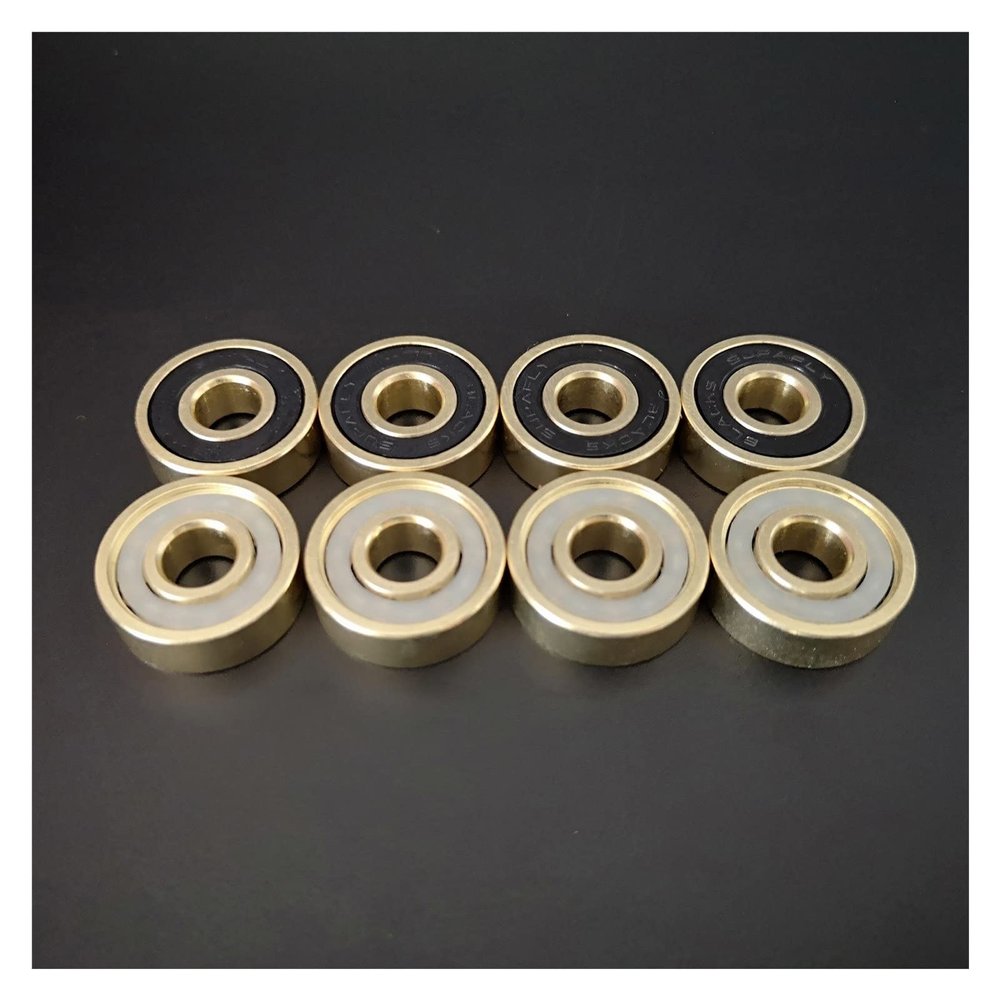 SUOFEILAIMU 8PCS 608RS Titanium-Plated Skateboard Inline Roller Skates Driftboard Longboard Bearing ABEC-9 Integral Shaft Bearings 8x22x7mm (Size : Golden High-Speed 608)