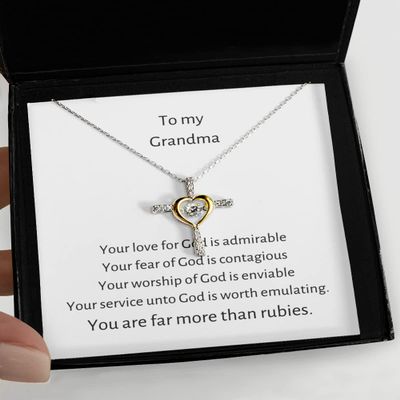 Cross Dancing Necklace Grandma Gifts from Granddaughter Mothers Day Necklace Christmas Birthday Gift from Grandson to My Grandmother Dancing Cross P